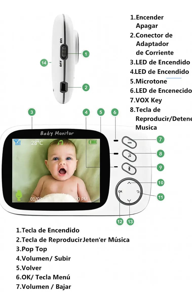 Babá Eletrônica Video Baby Noturna Sem Fio Recarregável Branco Estary Shop — imagem 5