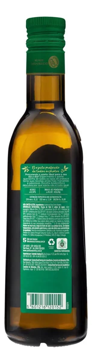 Azeite de Oliva Extra Virgem Vidro Andorinha 500ml — imagem 2