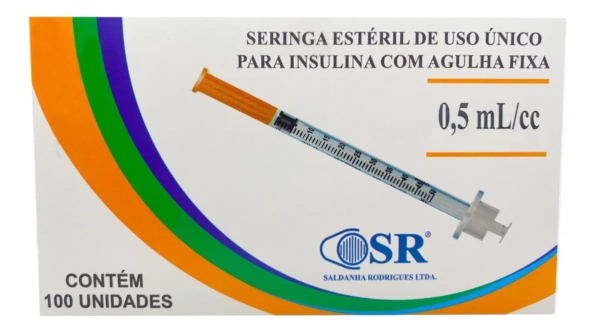 SR 0.5 ml seringa de insulina com agulha fixa — imagem 3