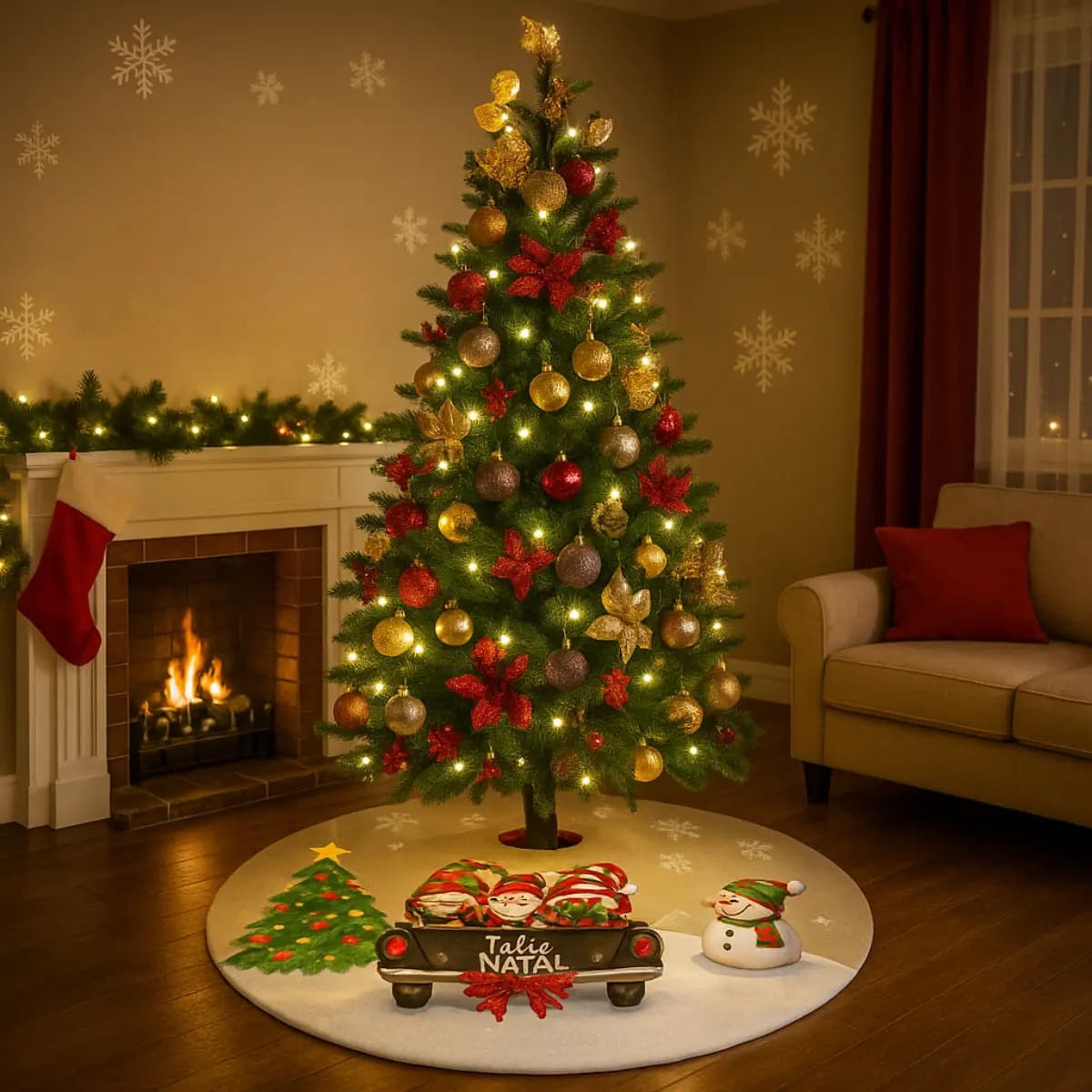 Saia Tapete Base Árvore De Natal Decoração Papai Noel Enfeite Natalino Luxo Modelo 6 Luvinco — imagem 6
