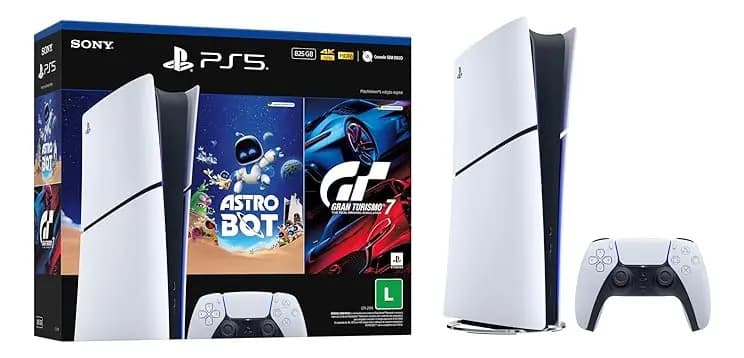Console Playstation®5 Slim Digital - Pacote Astro Bot E Gran Turismo 7 - Branco — imagem 2
