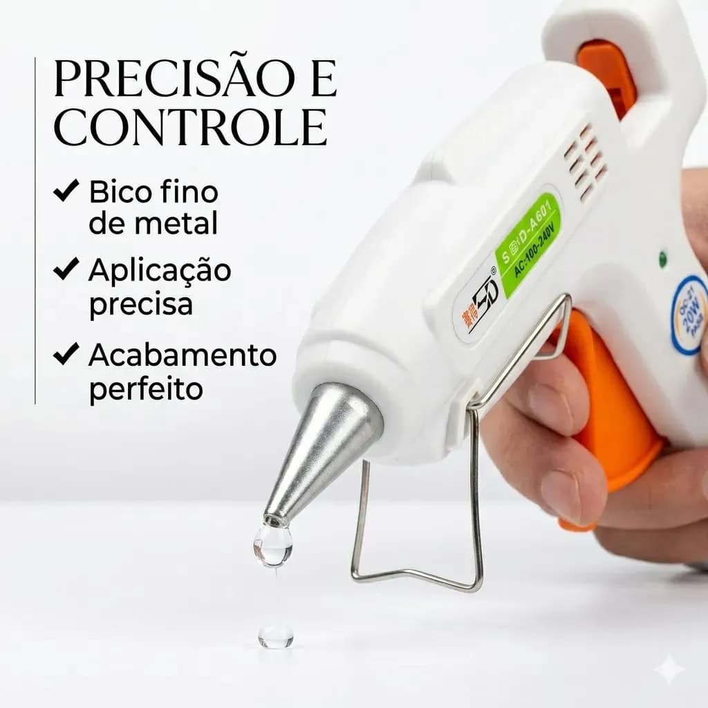 Pistola de Cola Quente 20W Bico Fino Bivolt com 5 Bastões 7mm Niadri Imports — imagem 4