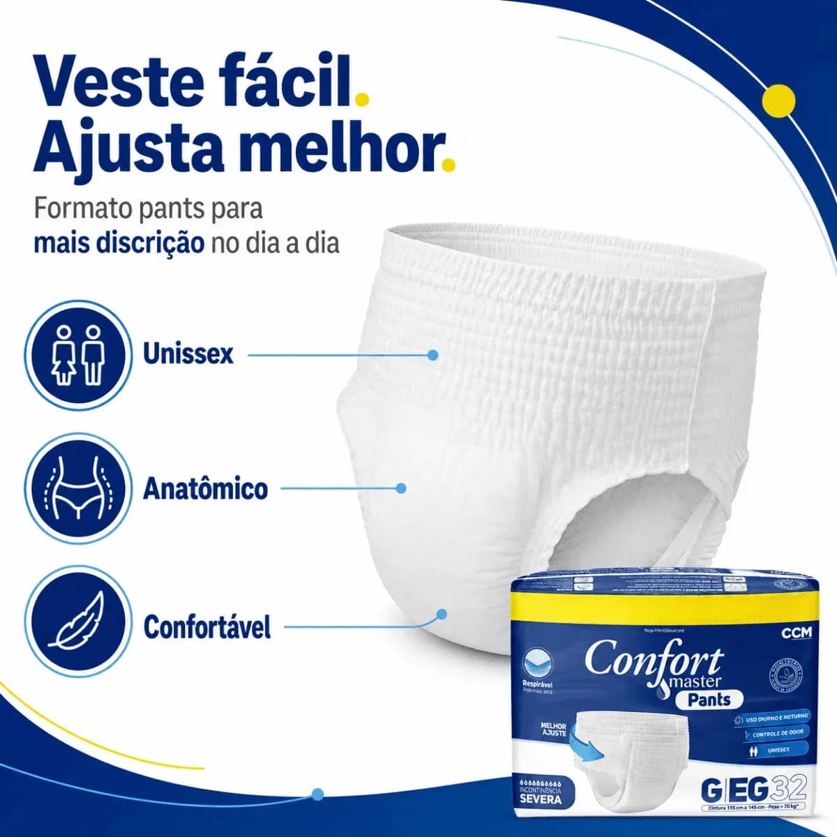 Fralda Geriátrica Pants ConfortMaster Noturna Severa G/EG x 32 un — imagem 6