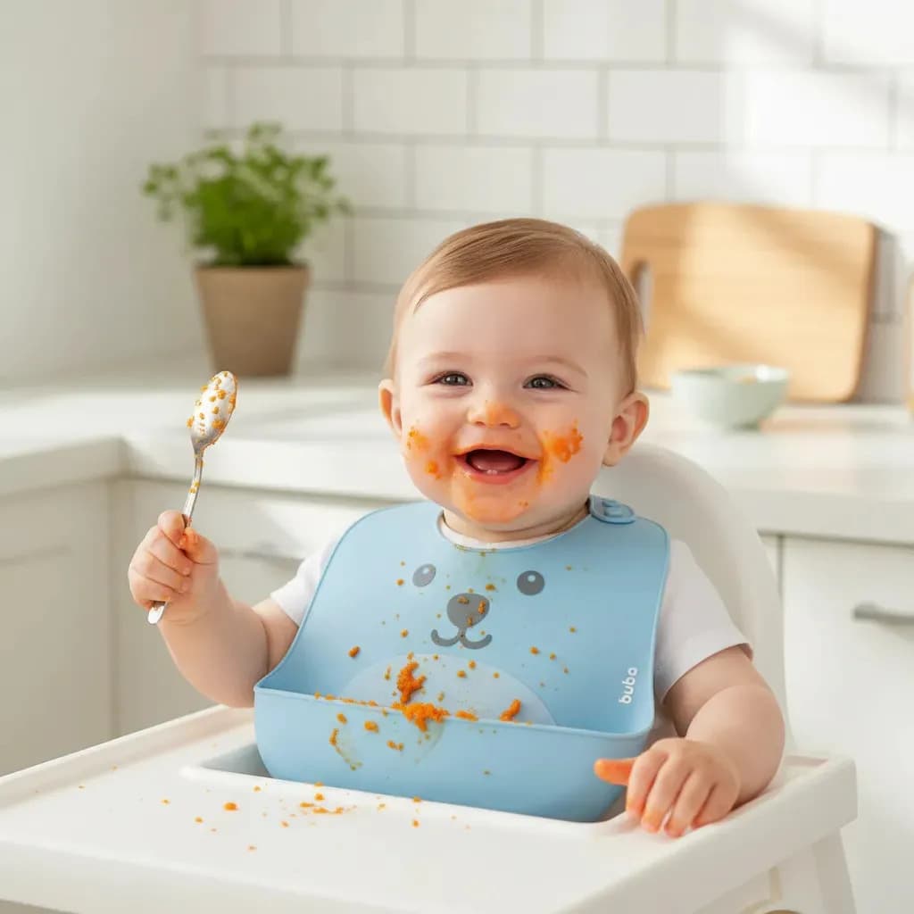 Babador De Silicone Gumy Com Pega Migalhas Azul Buba — imagem 6