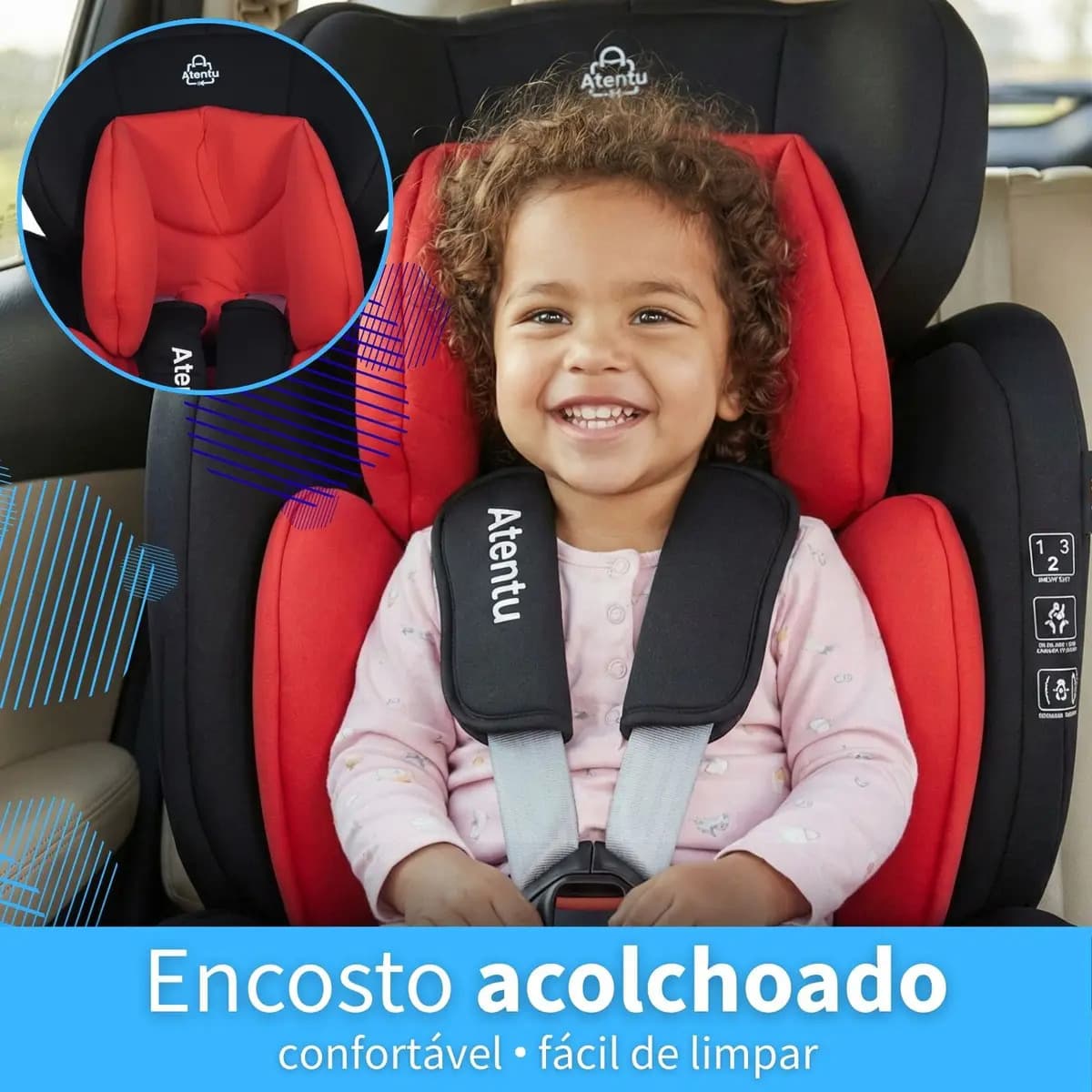 Cadeirinha Infantil Para Carro 9-36kg Passeio Com Segurança Cadeirinha Infantil Vermelho — imagem 3
