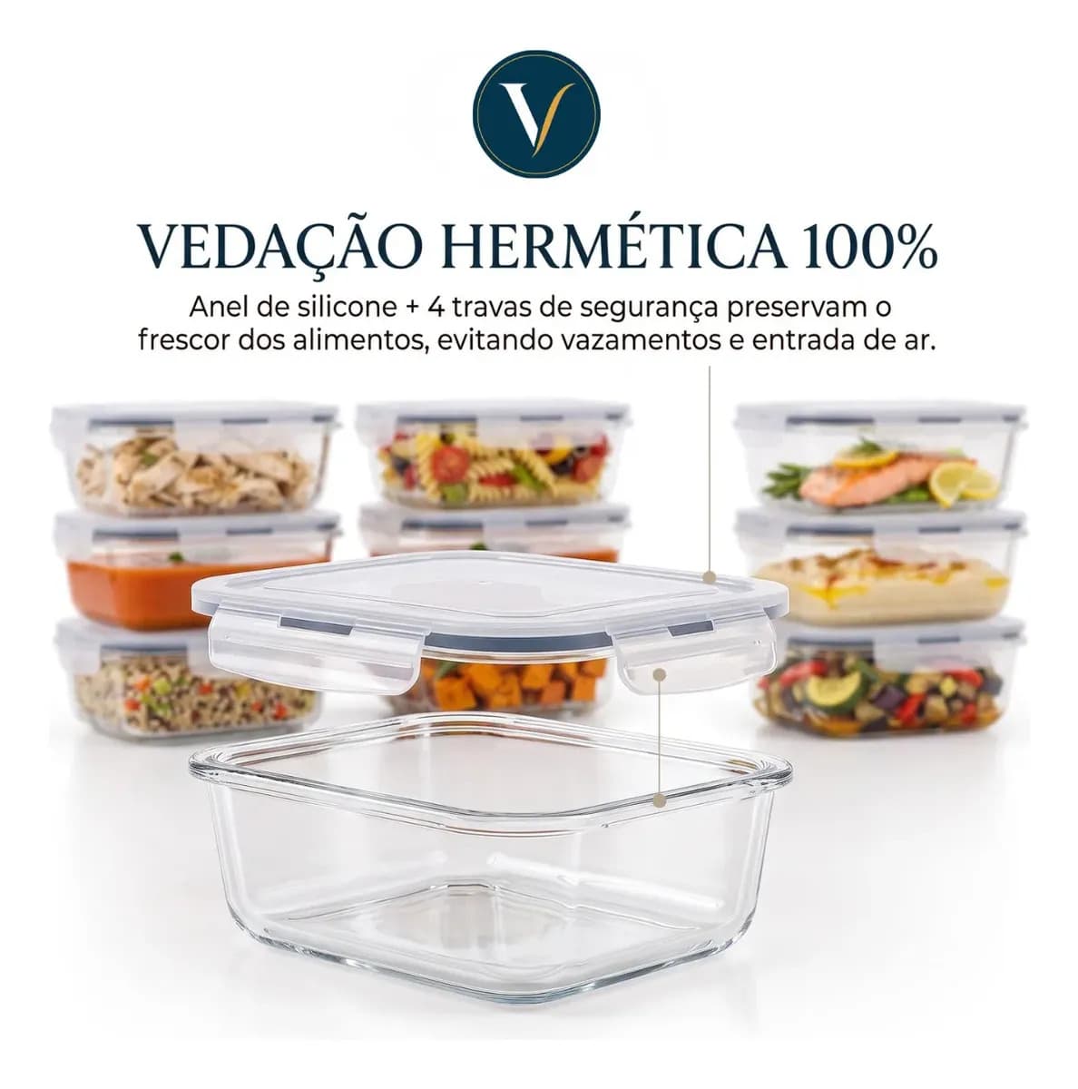 Kit 10 Pote De Vidro Marmita Hermético 640ml Freezer Fitness Vitrex — imagem 4