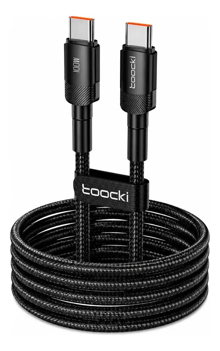 Cabo Toocki USB-C para USB-C 100W 3 Metros PD 3.0 Carregamento Rápido