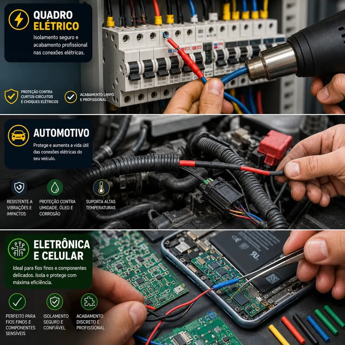 Kit Espaguete Tubo Termo Retratil Encapar Cabos Fios 560pcs Multcores — imagem 6