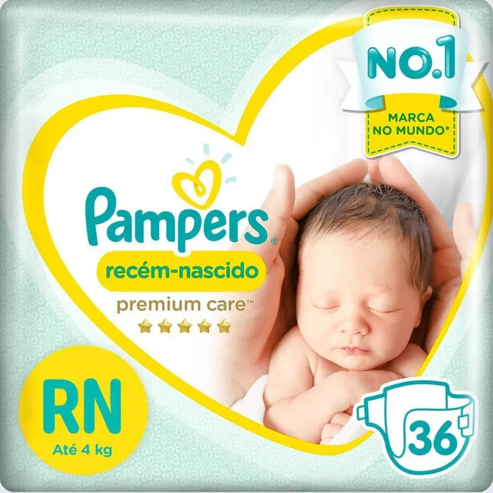 Fraldas Pampers Descartáveis Premium Care Com 36 Unidades Tamanho Rn Sem Gênero — imagem 3