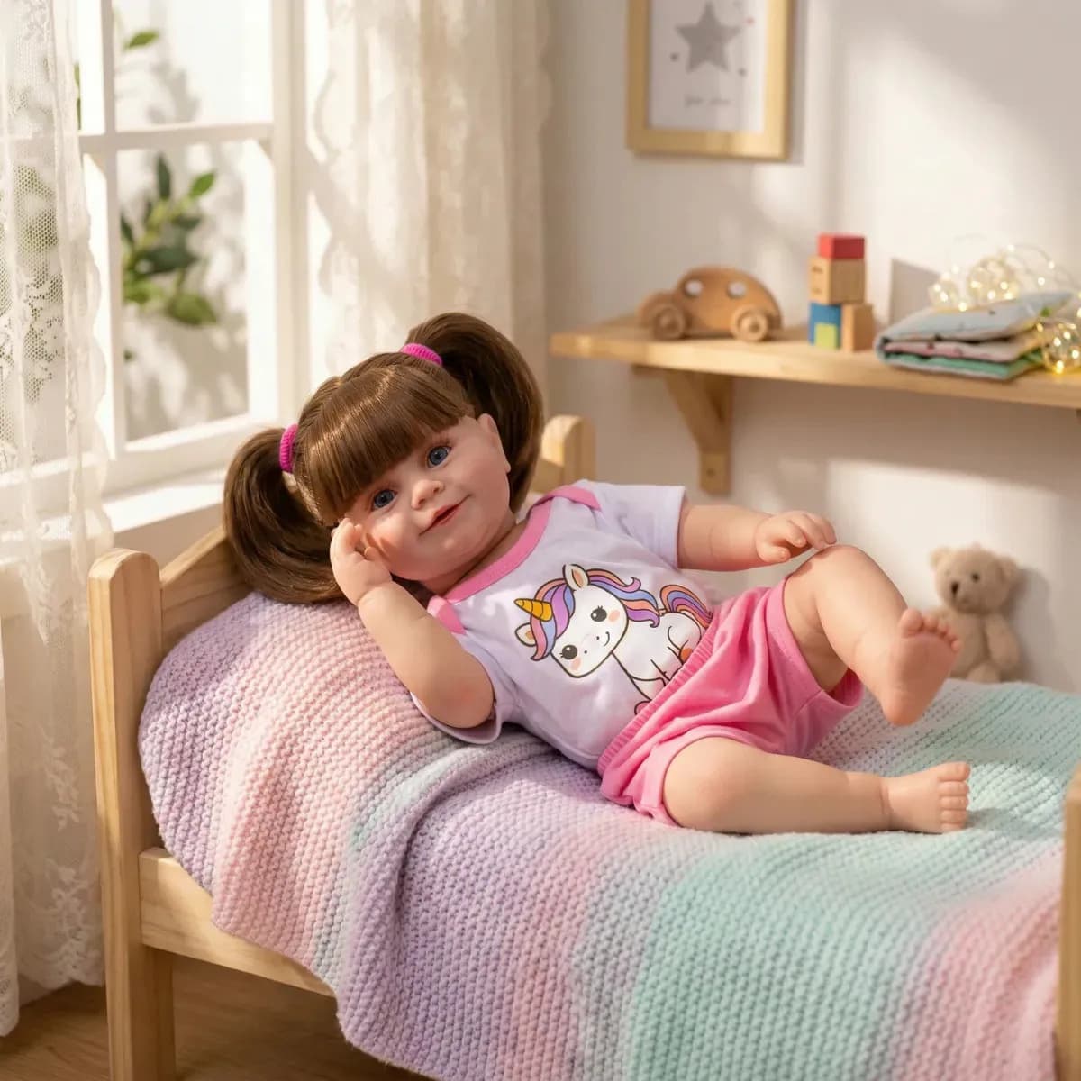 Bebê Boneca Reborn Menina Maddie Unicórnio Corpinho Silicone — imagem 3
