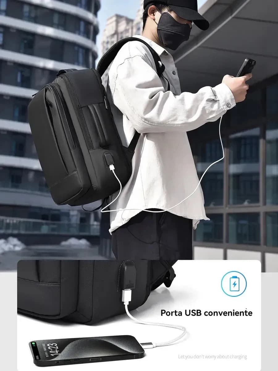 Mochila jiesipote-9242 À Prova D'água Reforçada Expansível Cor Preto — imagem 5