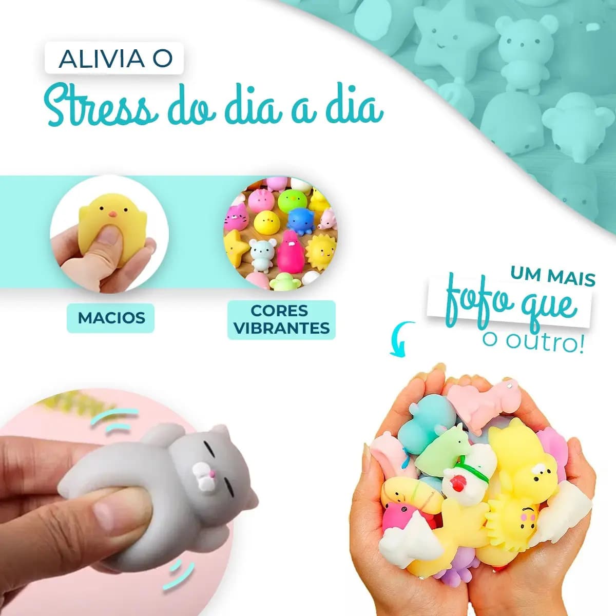 Kit 10 Squishy Mochi Bichinhos Macios De Apertar Antiestresse Brinquedo Sensorial Relaxante Criativo Para Crianças E Adultos Diversão Garantida Tendência Popula — imagem 6