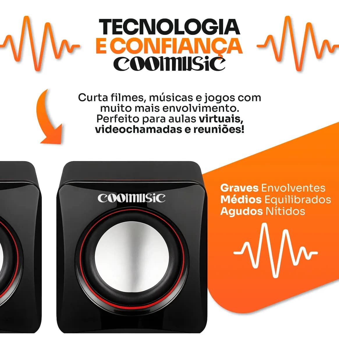 Caixa Caixinha De Som Potente Pc Notebook Subwoofer Para Computador 6w Usb P2 Alto Falante De Mesa Coolmusic — imagem 4