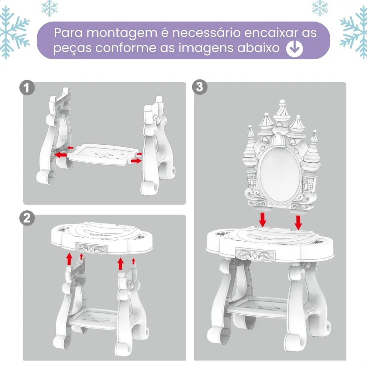 Penteadeira Castelo Emite Luz E Som Princesa Infantil Azul — imagem 5
