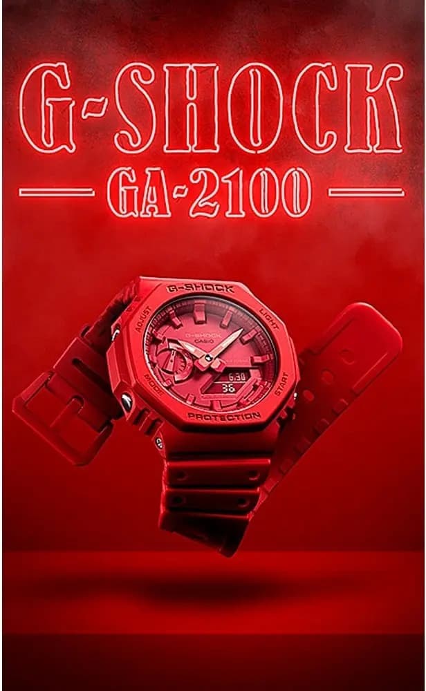 Relógio de pulso Casio GA-2100 com corria de resina cor vermelho - fondo bordô — imagem 3