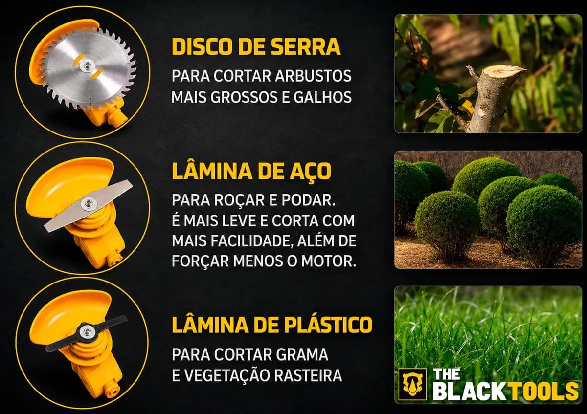Roçadeira Aparador Grama A Bateria Recarregável 460w Profissional Com Acessórios Tcg12b The Black Tools — imagem 4