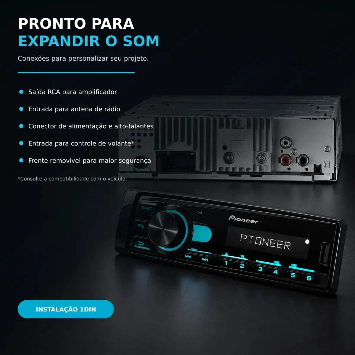 Radio Pioneer Bluetooth Automotivo Mvh-145br Usb Mp3 Fm — imagem 2