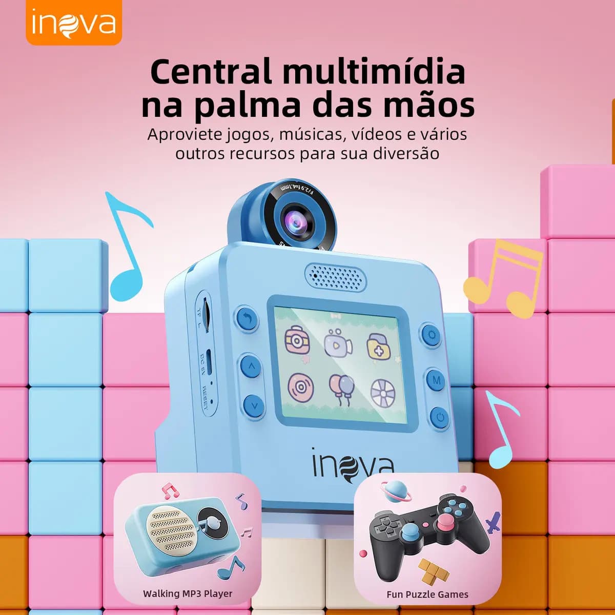 Câmera Fotográfica Infantil Impressora Instantânea Foto, 1080p Fotos Vídeo Digital De Alta Definição, Jogos Divertidos, Presentes Para Crianças, Para Crianças D — imagem 4