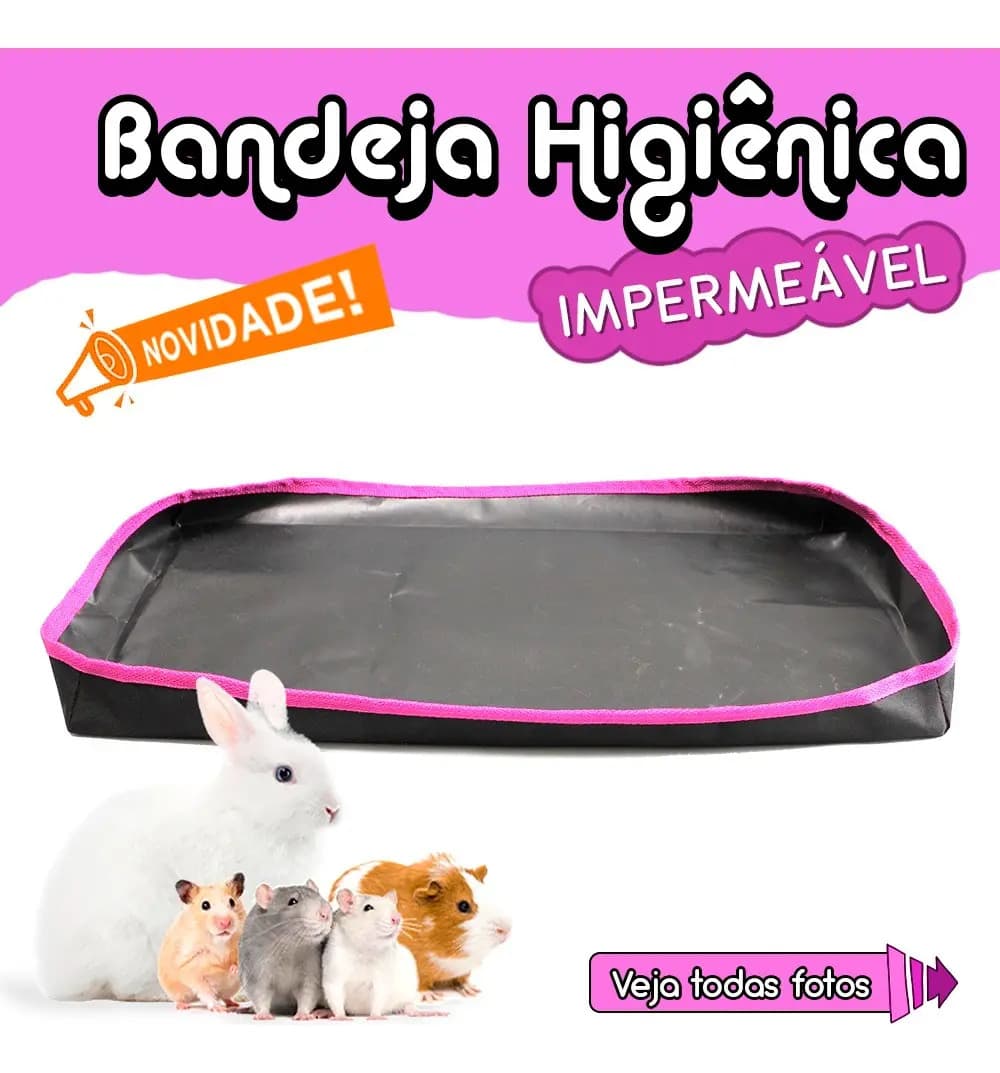 Bandeja Higiênica Cercado Porquinho Índia 30x60 Impermeável Cor Rosa — imagem 3