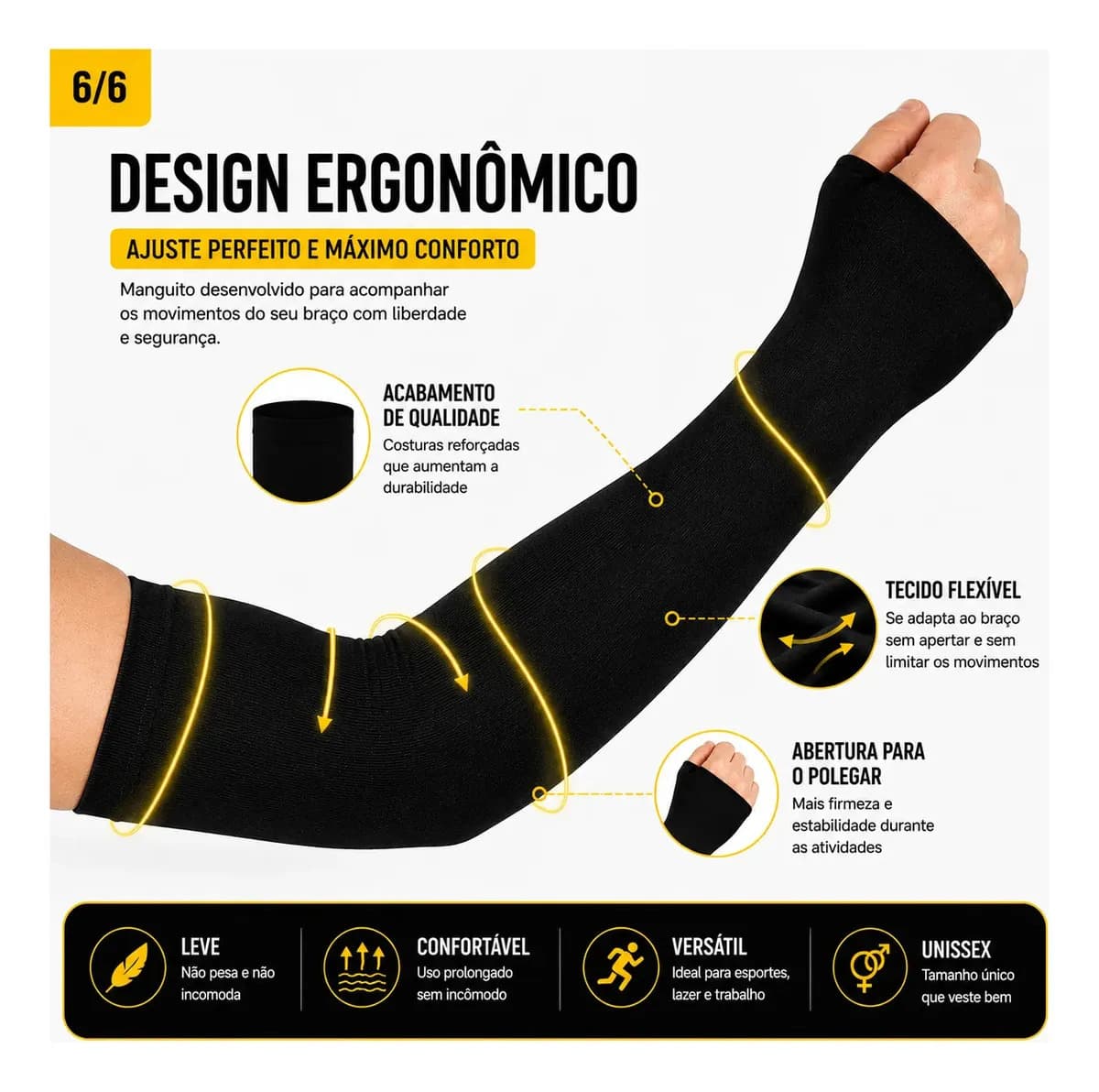 Conjunto Kit 5 Pares Manguito Proteção Solar Moto Manga Bike Motocicleta Braço Esporte Futebol Volei Pesca Trilha Dasv — imagem 2