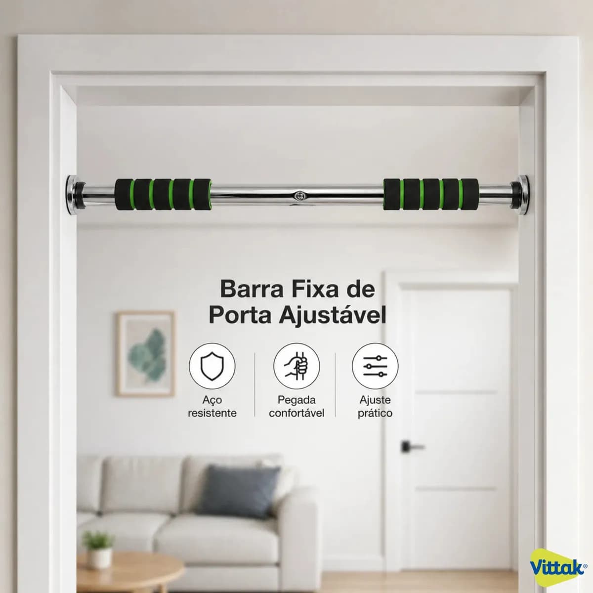 Vittak Barra Fixa para Porta Ajustável de Aço Prateado — imagem 2