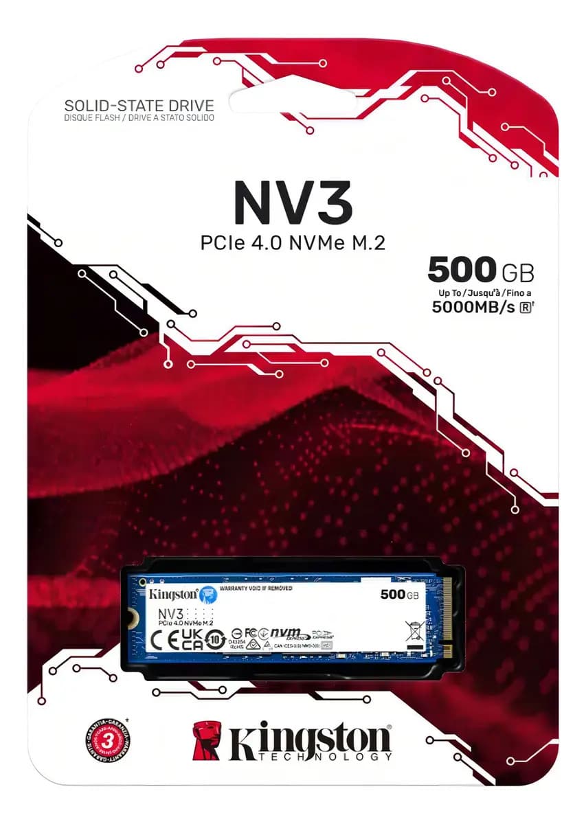 Unidade Sólida Kingston Nv3 Nvme Pcie 4.0 500 Gb Ssd Azul