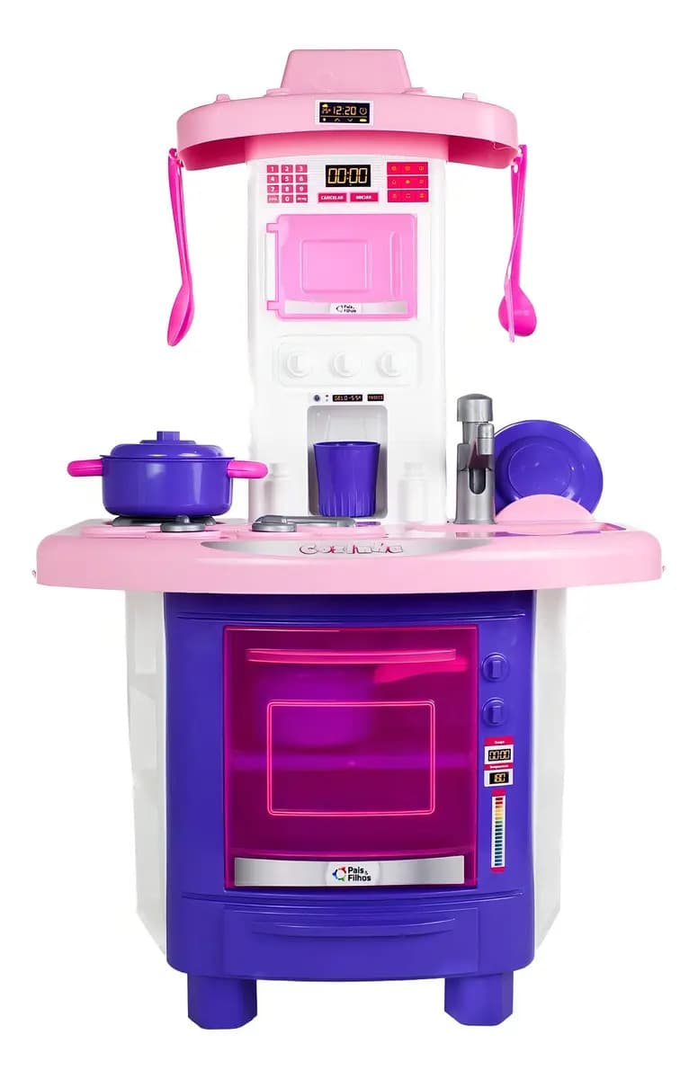 Cozinha Infantil De Brinquedo Completa Sai Água + Acessórios Cor Roxo