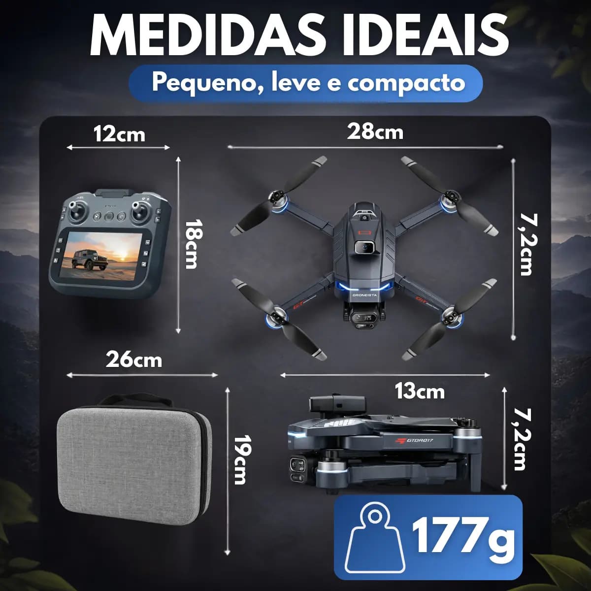 Drone Gt8 Profissional 4k Tela No Controle 2 Baterias bag preto — imagem 4