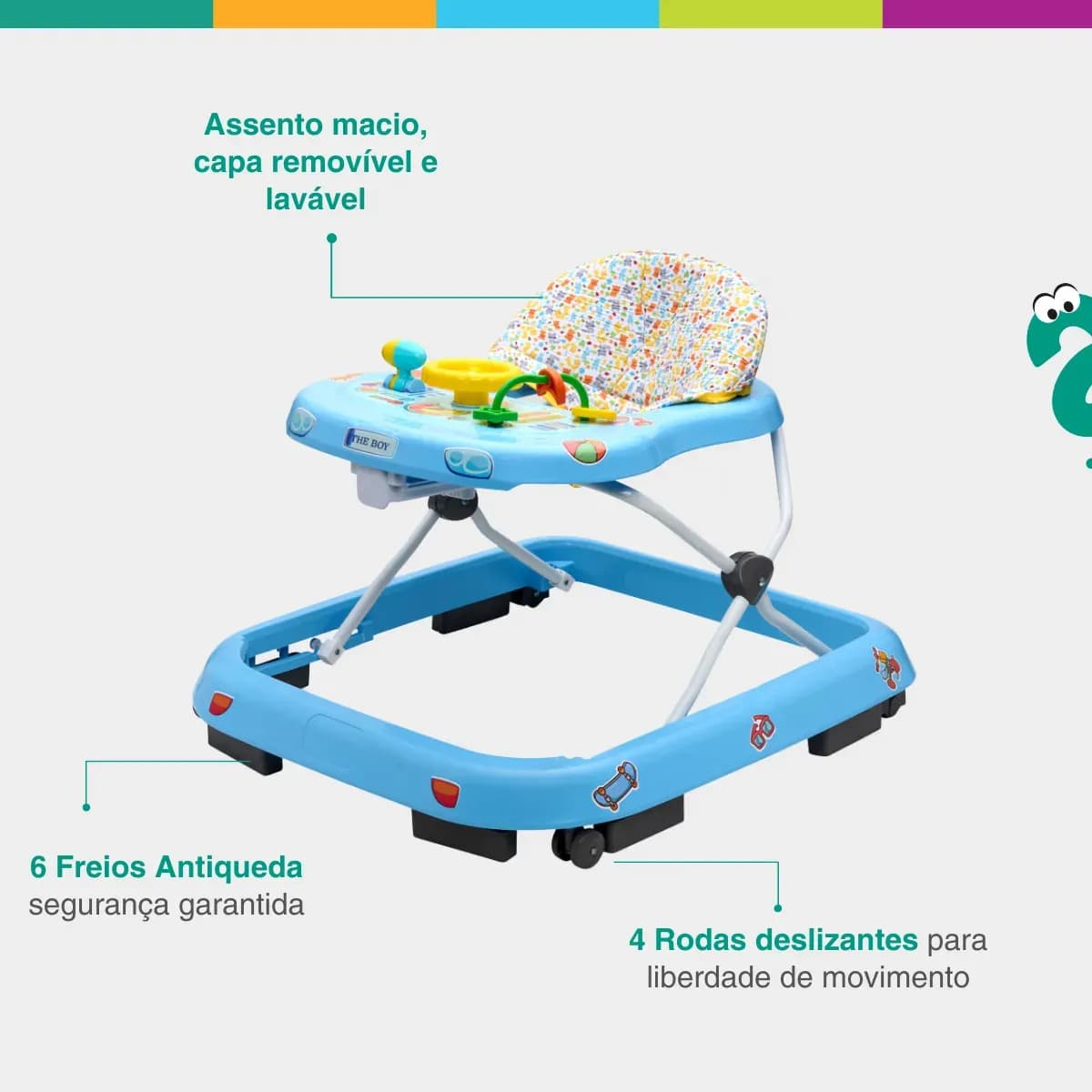 Andador Infantil Musical Para Bebê Quick Maxi Baby AZUL — imagem 6