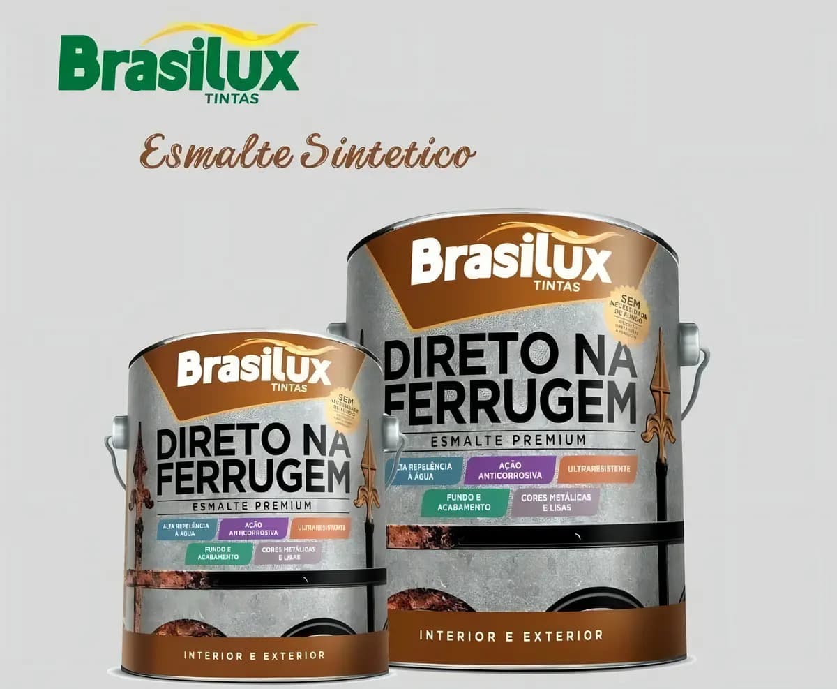 Brasilux Tinta Para Metal Anti Ferrugem 900ml Cinza Brilhante — imagem 3