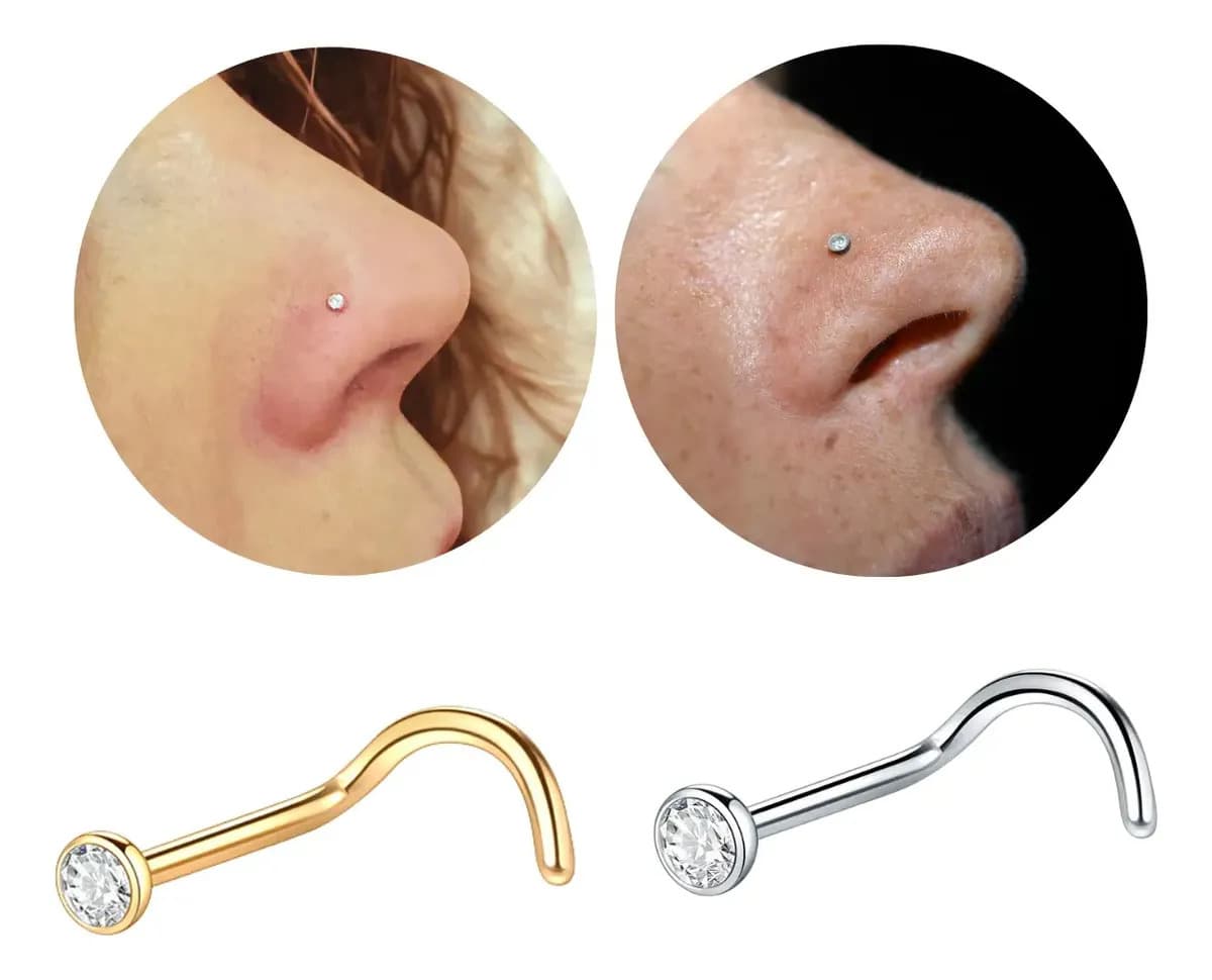 Piercing Titânio Nariz Nostril Ponto De Luz Pedra Brilho Cor 2.0mm PRATEADO