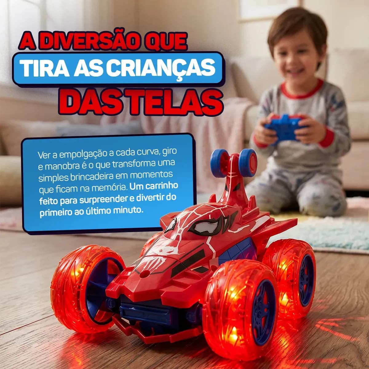 Carrinho de Controle Remoto Acrobático 360° para Crianças, com Luzes LED e Som — imagem 2
