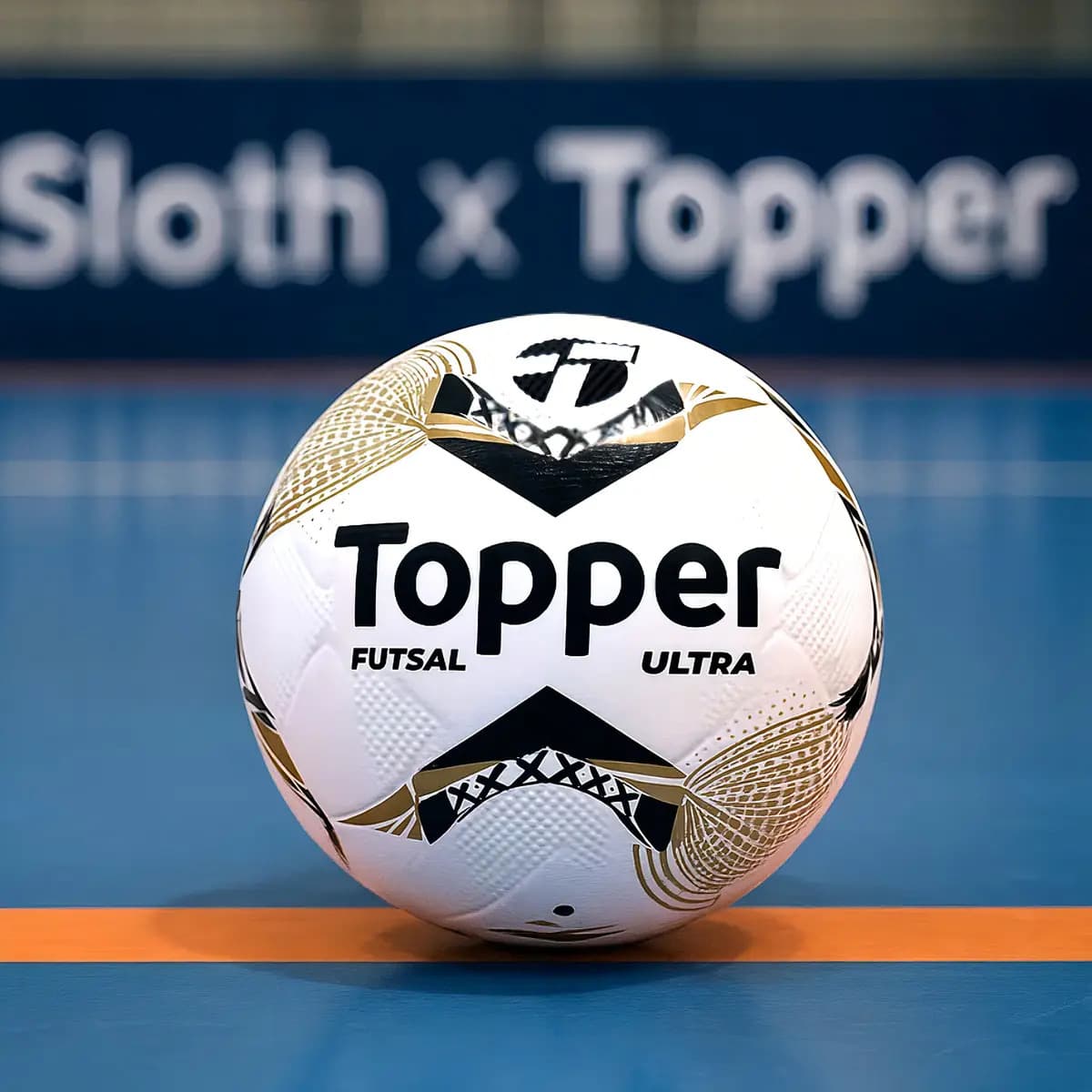 Bola de Futsal Topper Ultra Salão Colagem Dupla Cor Preto/Dourado — imagem 2