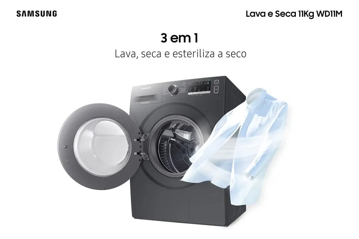 Lava E Seca Samsung Wd11m Com Digital Inverter Inox 11kg Cor Inox look — imagem 2
