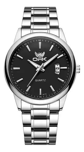 Cor de fundo do relógio masculino Opk 6010 Quartz original: preto