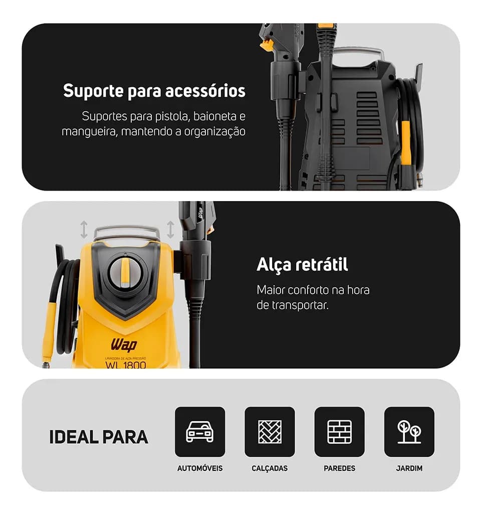 Lavadora de Alta Pressão Compacta WAP WL 1800 1400W 1500PSI 360L/h 127V — imagem 3