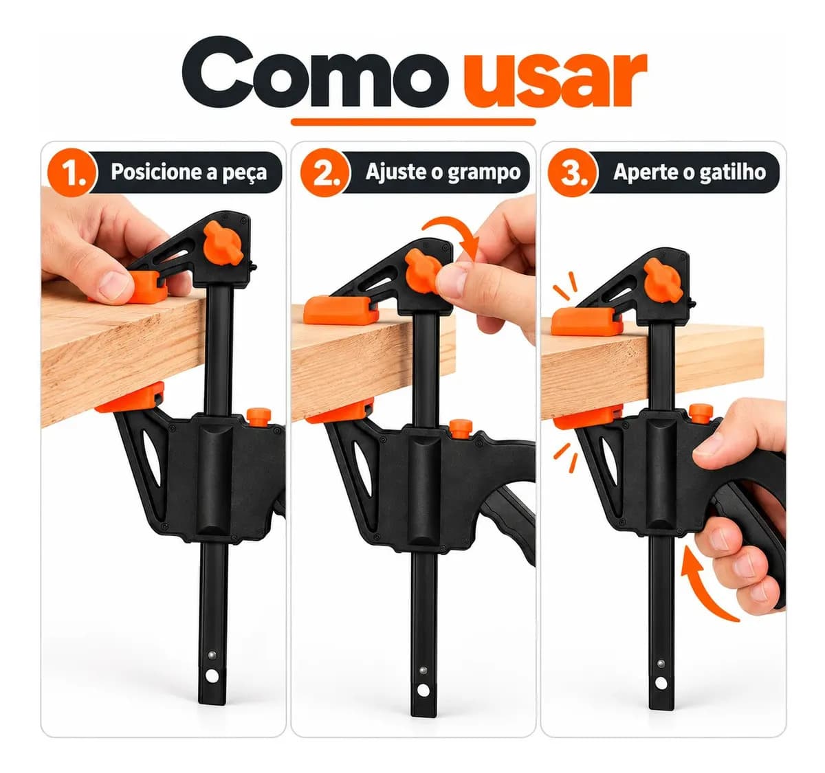Grampo Sargento De Aperto Rápido Marceneiro 4 Peças Lorben — imagem 2