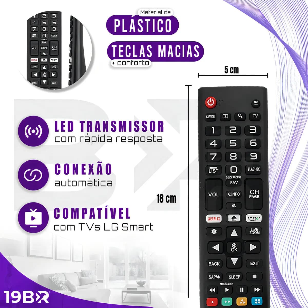 Kit 2 Controle Remoto Para Tv LG Smart + 4 Pilhas Com Teclas Netflix E Prime Video — imagem 3