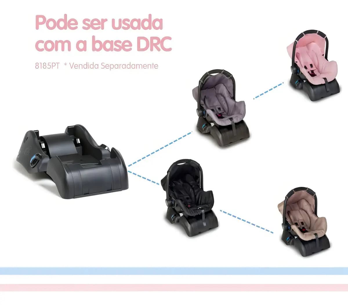 Conjunto Bebê Conforto Grid Rosa Com Base - Galzerano — imagem 6