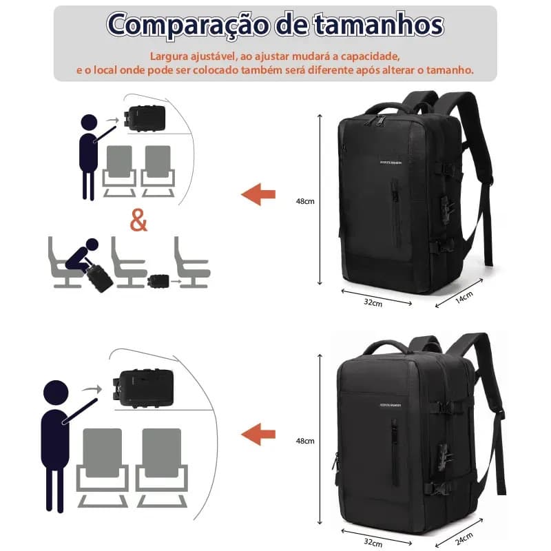 Mochila Para Notebook Impermeável com Porta USB e Senha Para Homem — imagem 6