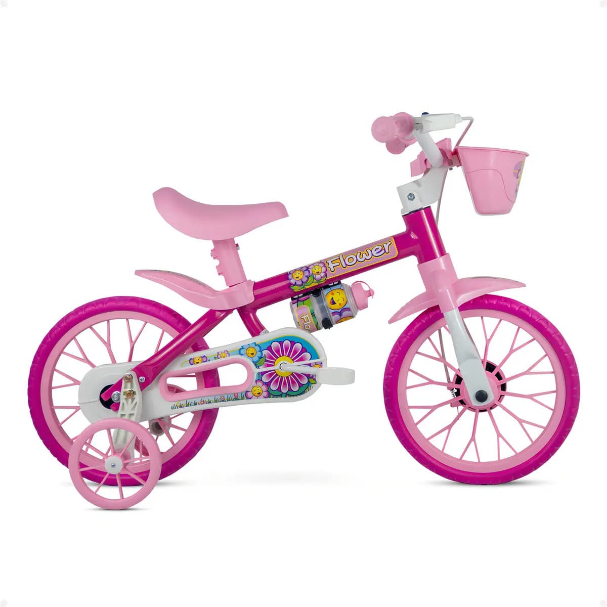 Bicicleta Infantil Aro 12 Menina Nathor Flower Rodinha Cesta 2 a 5 Anos — imagem 4