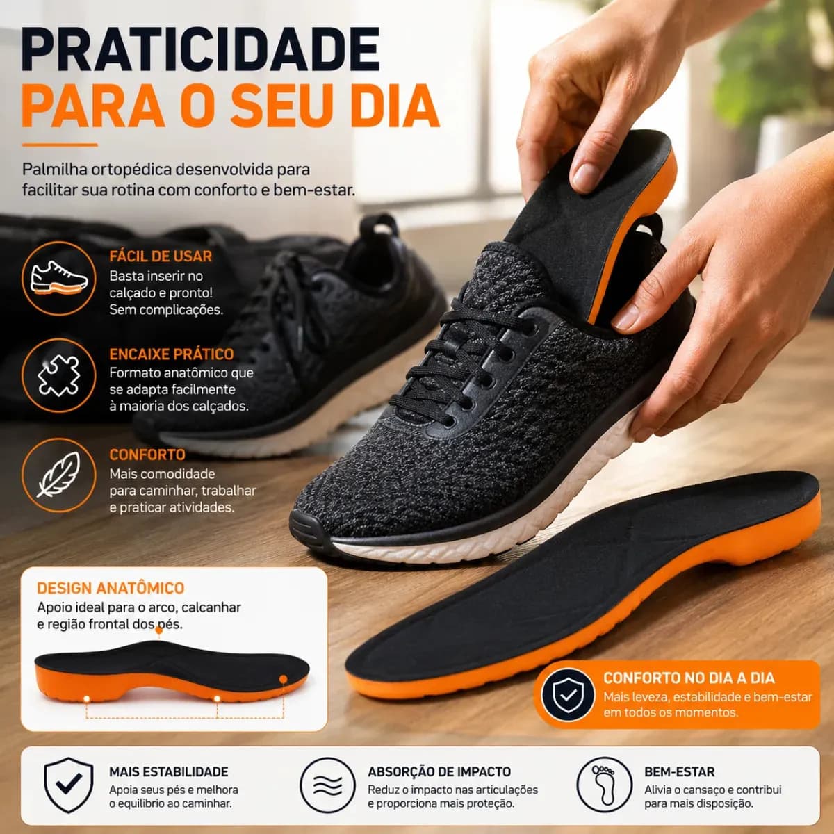 Palmilha De Gel Anatomica Confortável Ortopédica Alto Conforto Absorção Impacto Original 40 — imagem 4
