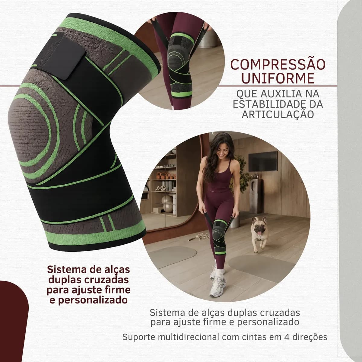 Par Joelheira Compressão Tensor Alívio Estabiliza Dores Joelho Lesão Ligamento Crossfit Ortopedica Meia Articulada Perna Marca Ex Decor — imagem 4