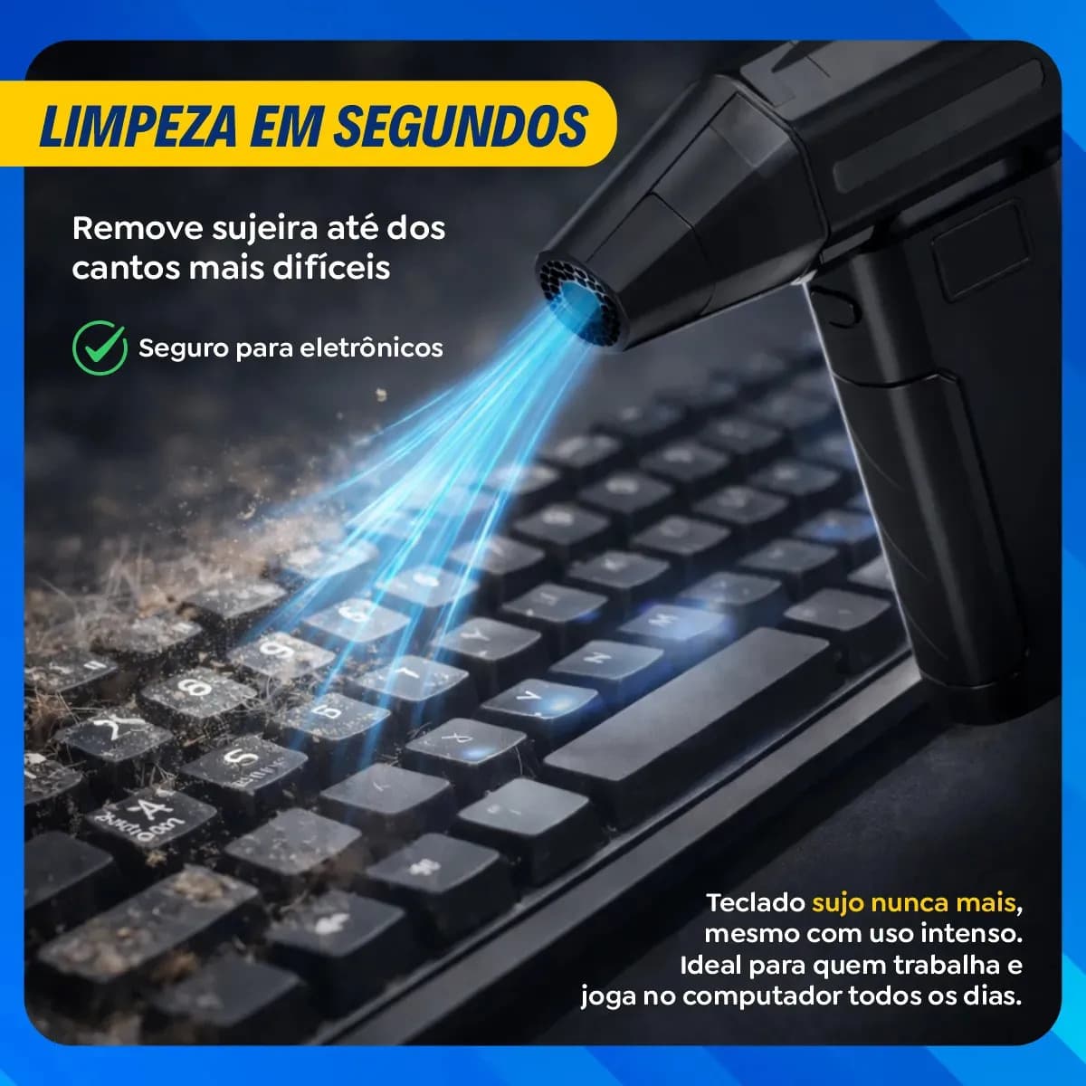 Mini Ventilador Soprador Ar Turbo 130000RPM Sem Fio Recarregável USB 3 Níveis Jato Forte Portátil Multiuso Limpeza Teclado Carro Acende Churrasqueira Simake — imagem 4