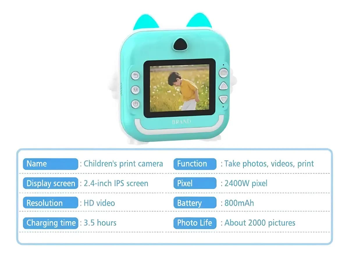 Câmera Infantil Instantânea Filmadora Full Hd Divertida Jogo Cor Azul — imagem 4