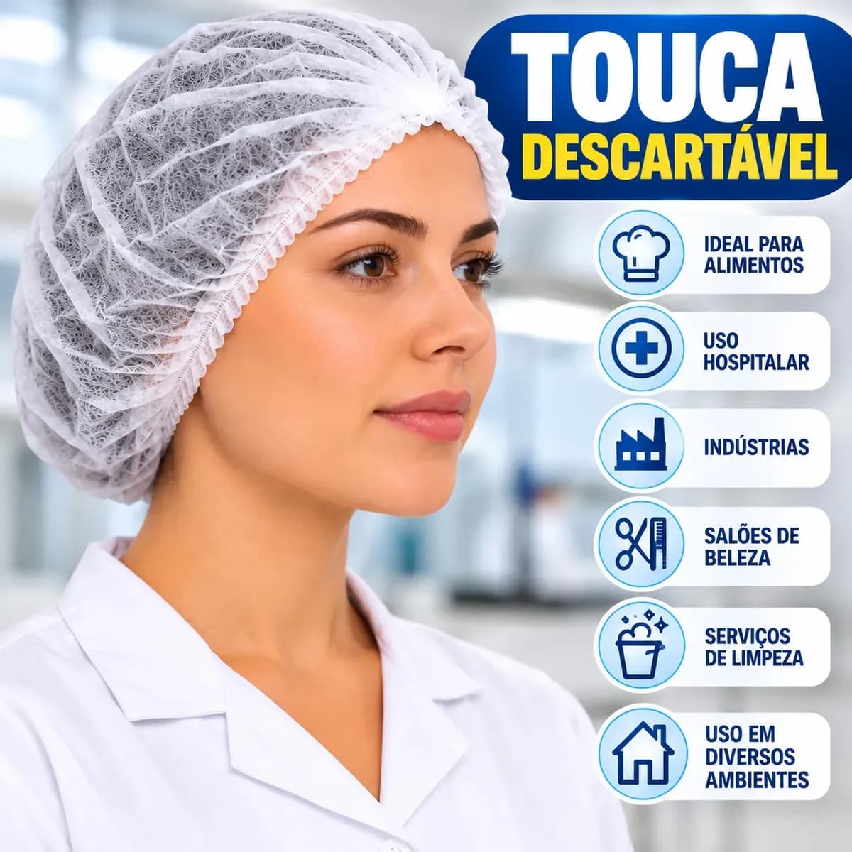 Toucas Descartável De Tnt Vabene Branco Pac. C/100 — imagem 4