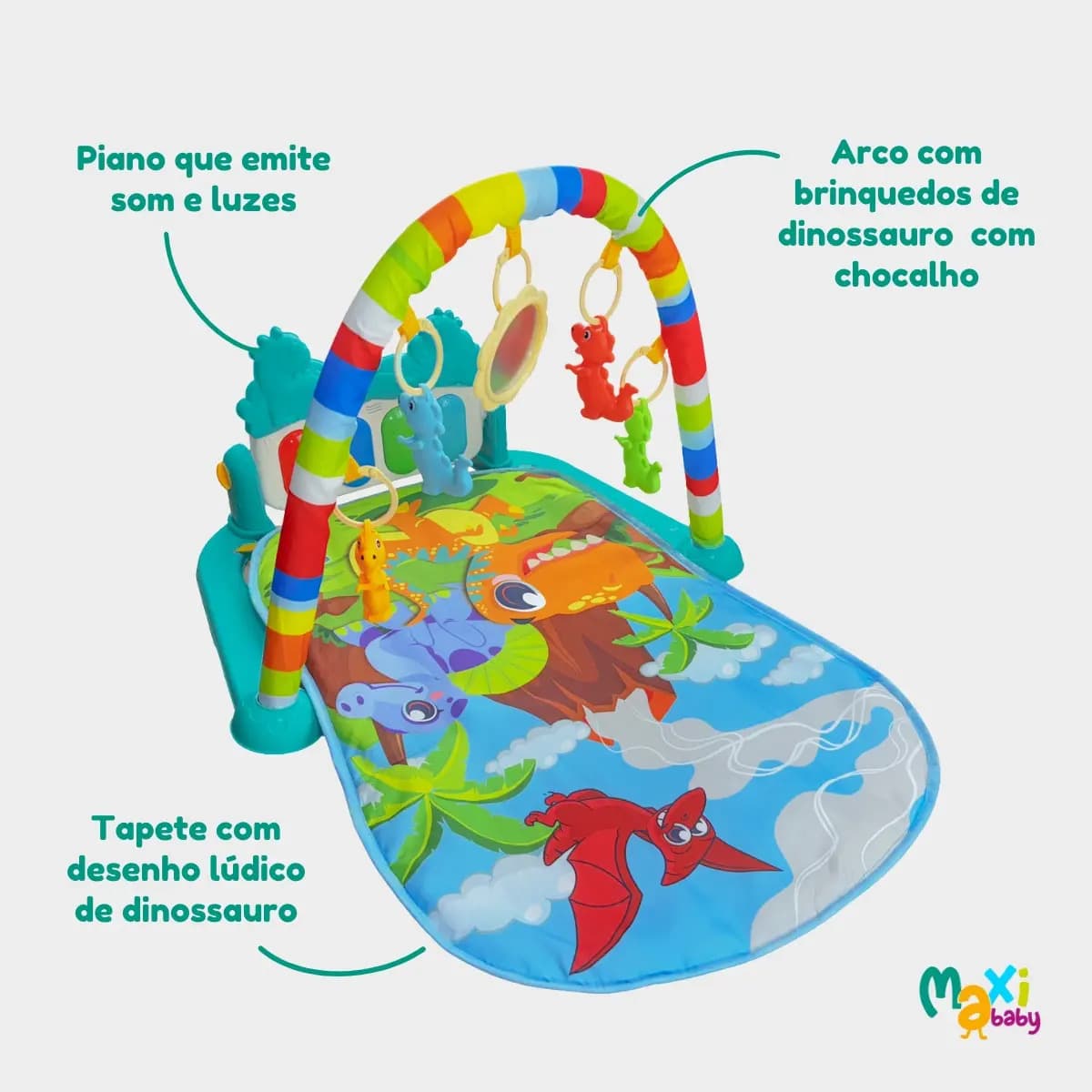 Tapete de Atividades Para Bebê Piano Play Funny Dino Maxi Baby — imagem 5