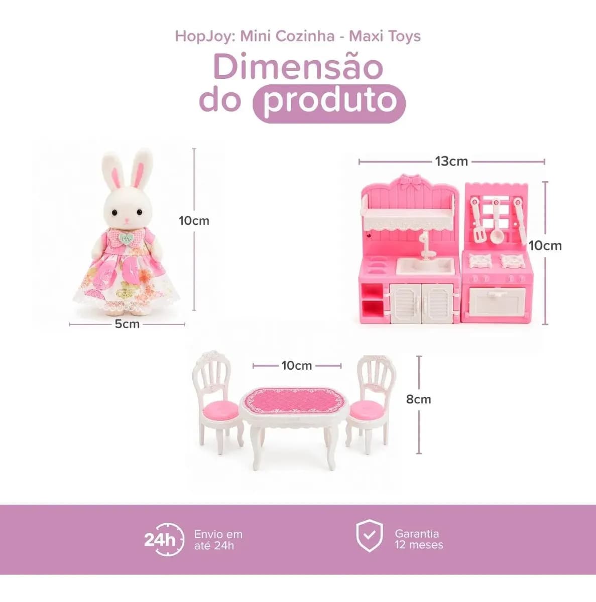 Casinha Boneca Coelho Brinquedo Infantil Mini Cenários Móveis Acessórios Coleção HopJoy Maxi Toys - Mini Cozinha — imagem 5