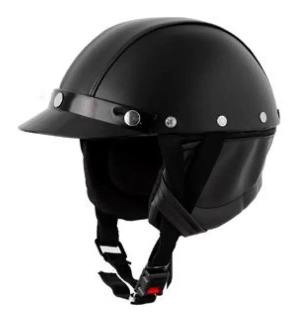 Capacete Couro Coquinho Pro Tork Custom Bike Moto Cor Preto — imagem 5