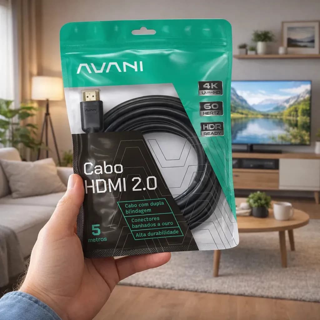 Cabo HDMI 5m Reforçado Dupla Blindagem Alta Durabilidade Versão 2.0 4K Ultra HD HDR ARC CEC Ethernet Conector Banhado a Ouro 5 metros — imagem 5